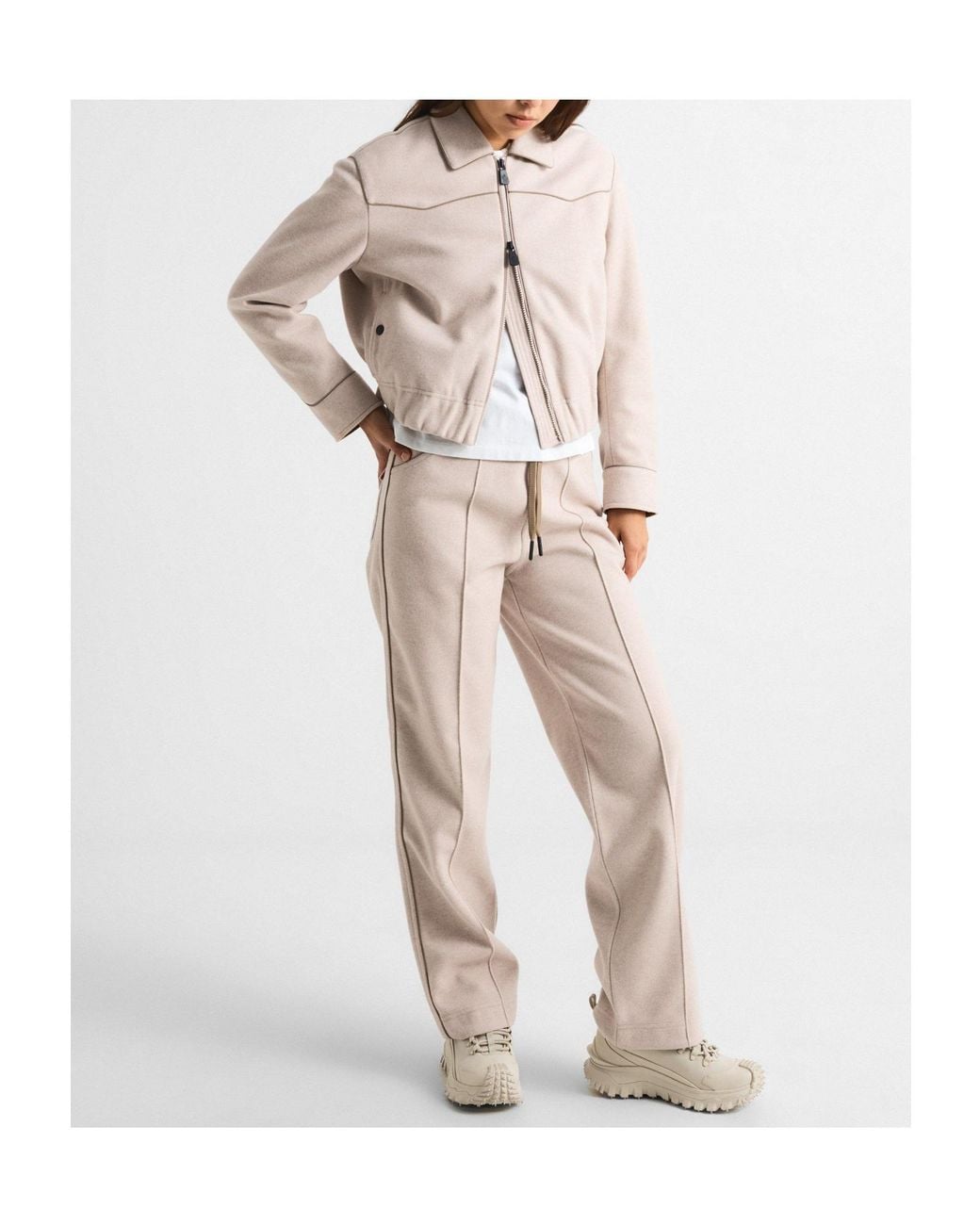 Moncler Natural Minimal Zip-Up Short Jacket