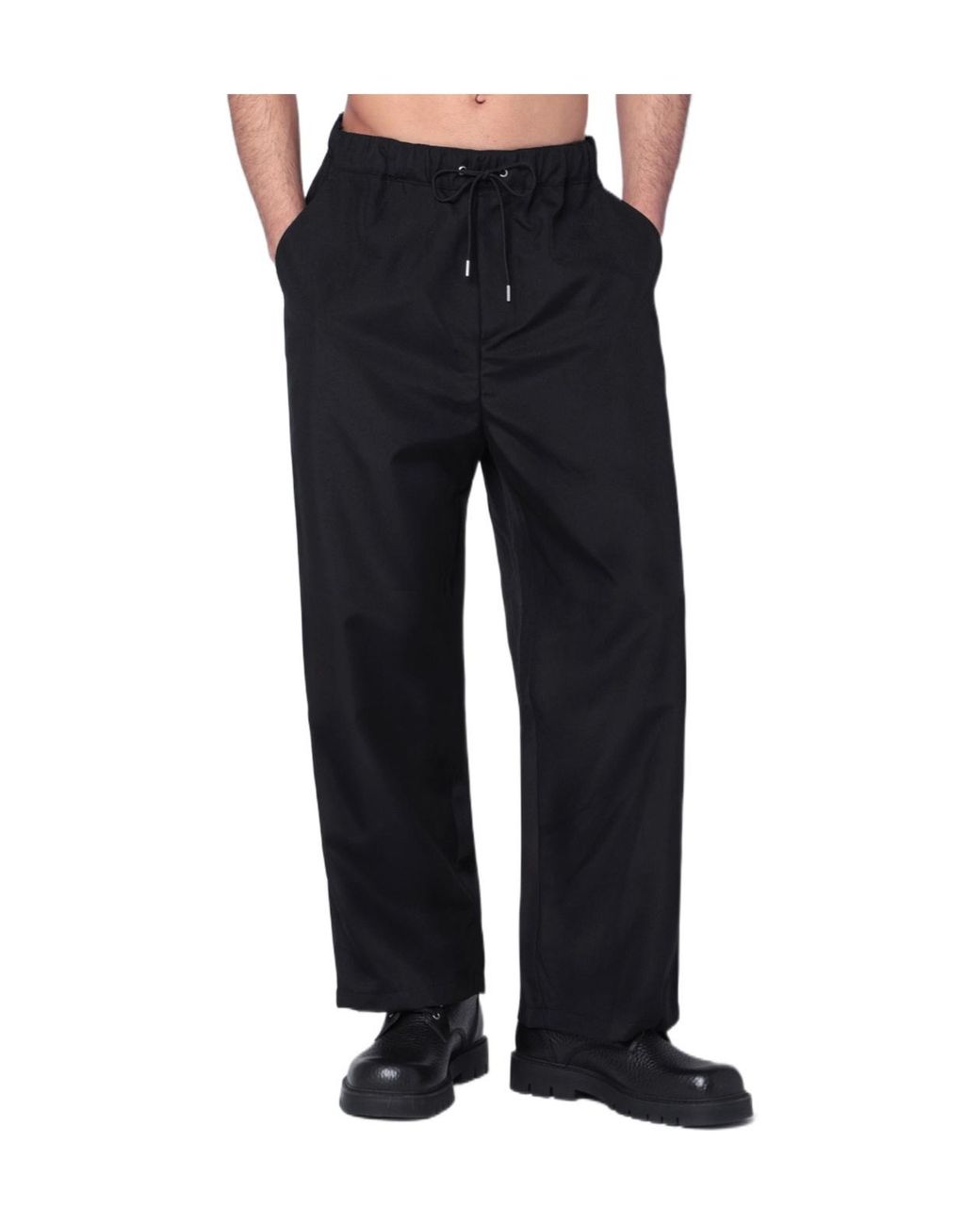 OAMC Black Drawstring Srtaight-Leg Trousers for men
