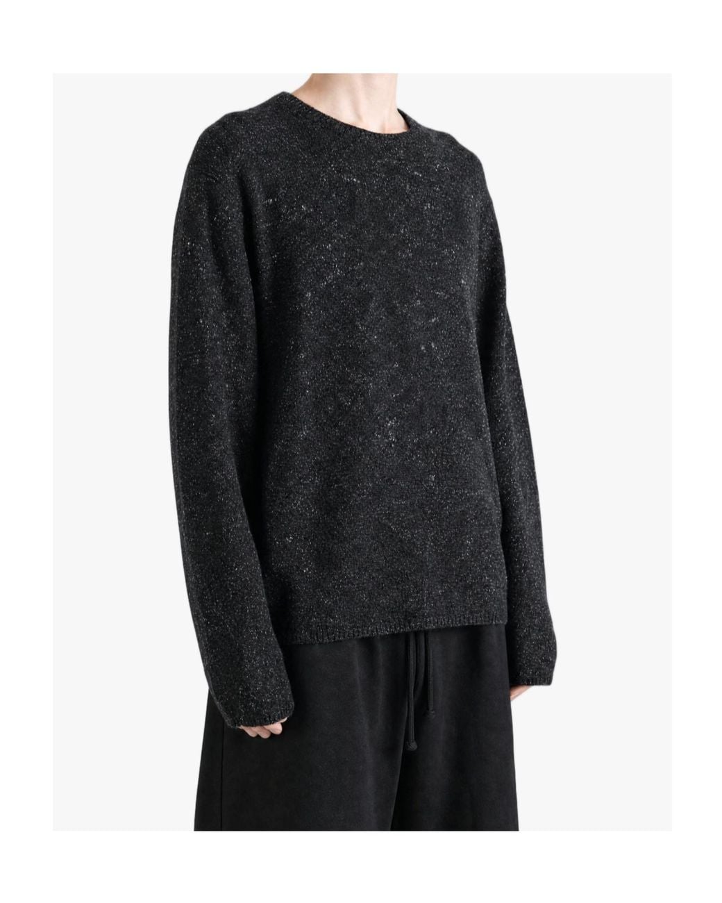 Auralee Black Flecked-Knit Crew-Neck Sweater for men