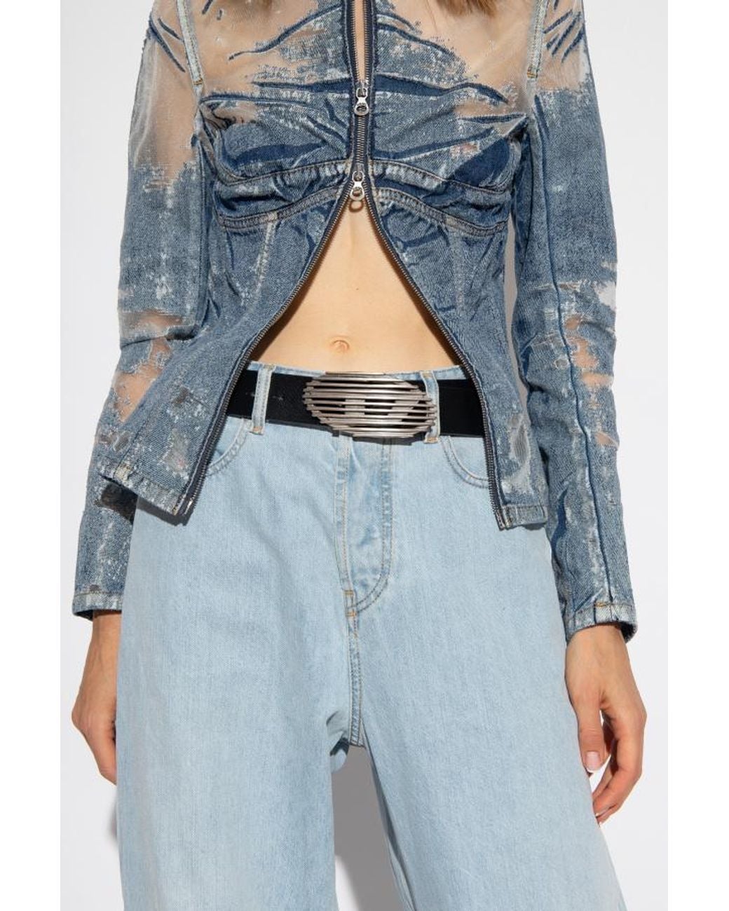 DIESEL White Logo Plaque Belt