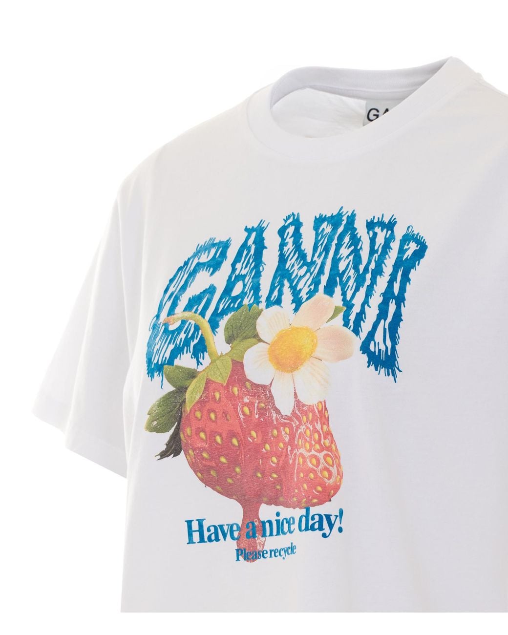 Ganni White Graphic Oversized T-Shirt