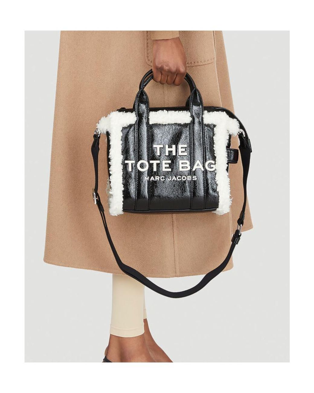 Marc Jacobs White The Crinkle Shearling Mini Tote