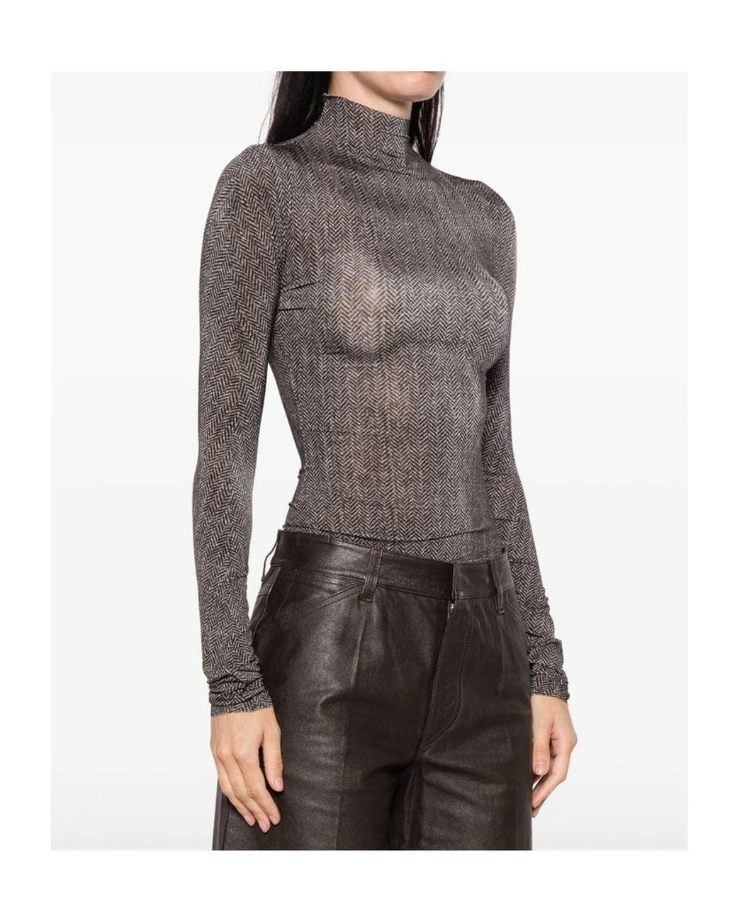 Maison Margiela Gray High-Neck Bodysuit