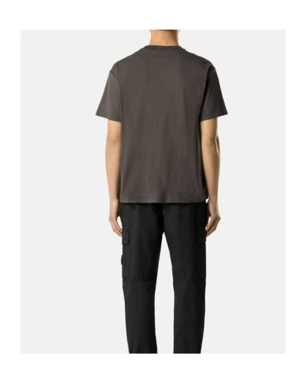 Stone Island Gray Logo Patch Crewneck T-Shirt for men