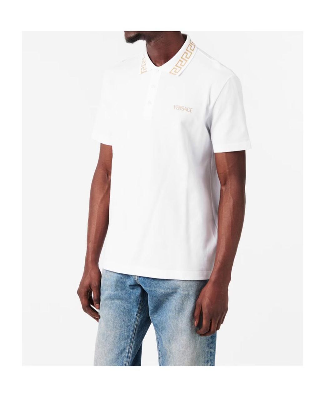 Versace White Greca Polo Sn00 for men