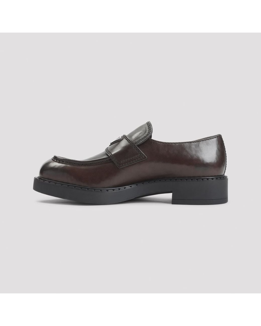 Prada Brown Triangle-Logo Loafers for men