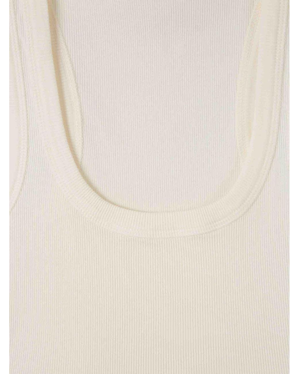 Jacquemus White Ribbed Tank Top