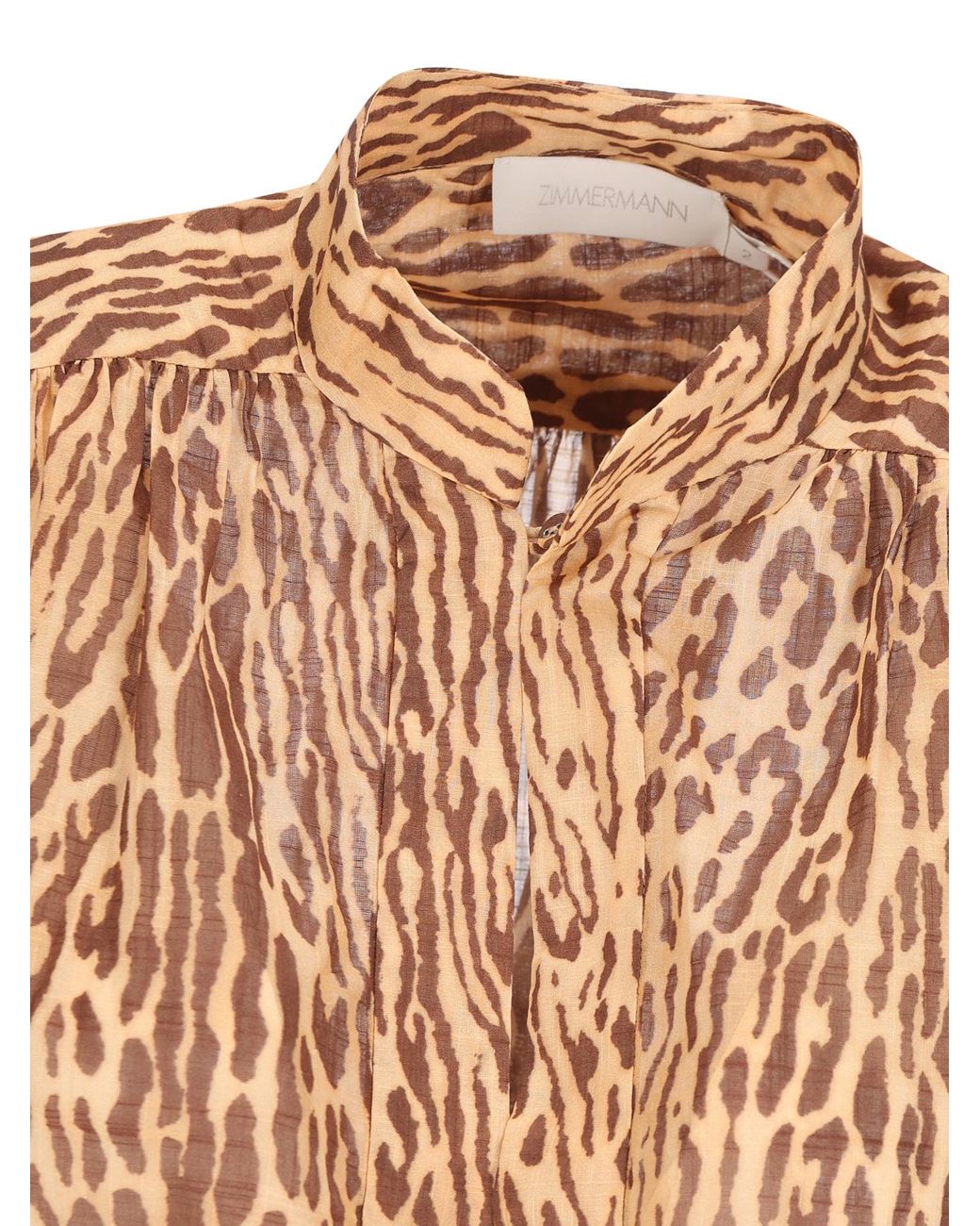 Zimmermann Brown Fluid Blouse With Animal Print