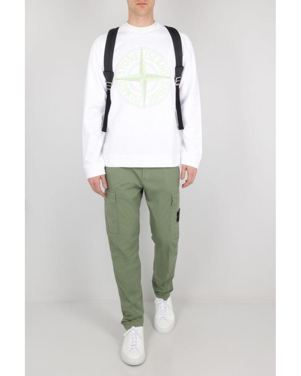 Stone Island Green Logo Patch Cargo Pants for men