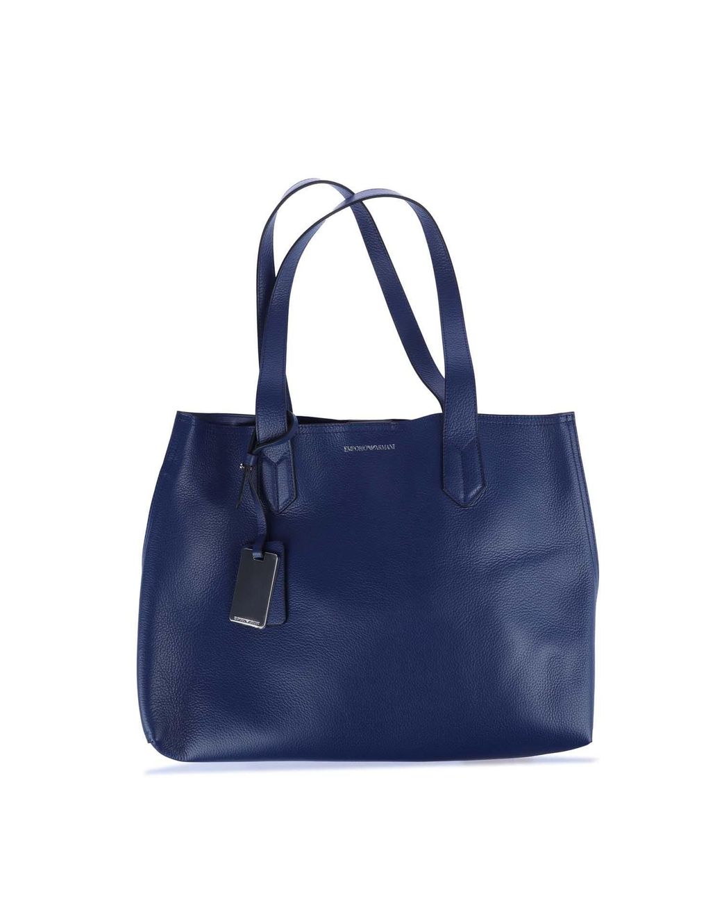 Emporio Armani Blue Leather Shopper Bag
