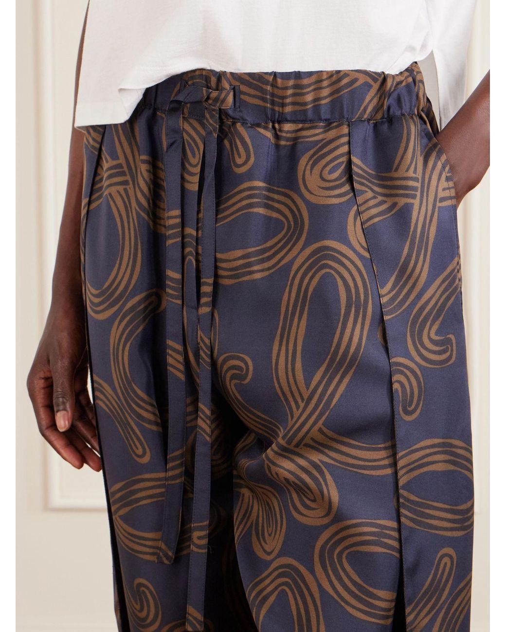 Loewe Blue Paula's Ibiza Printed Mid-Rise Straight-Leg Silk Pants