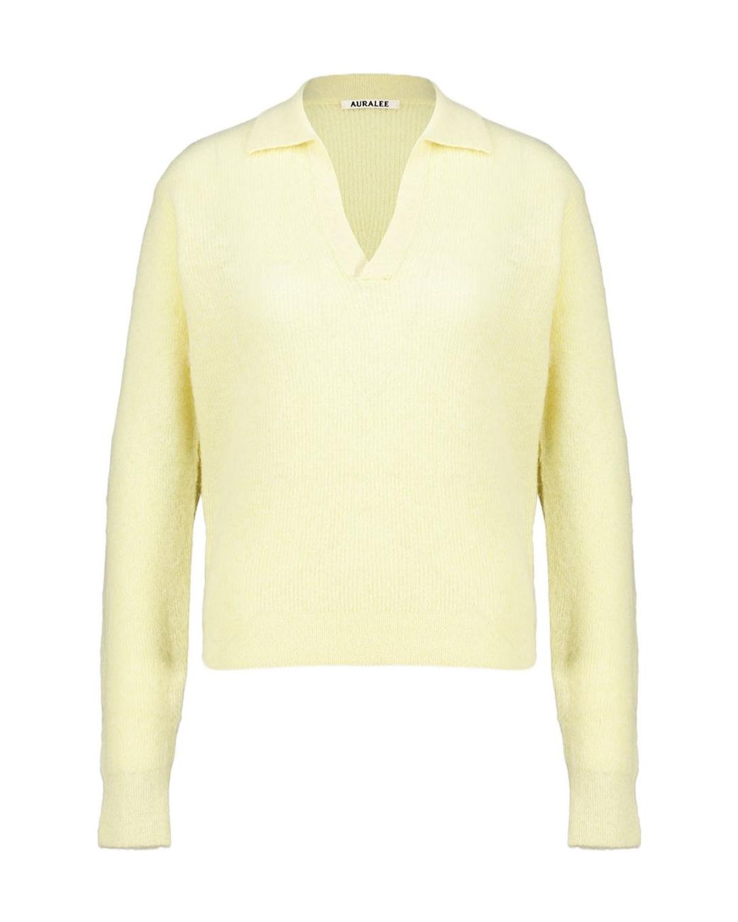 Auralee Yellow V-Neck Knit Top