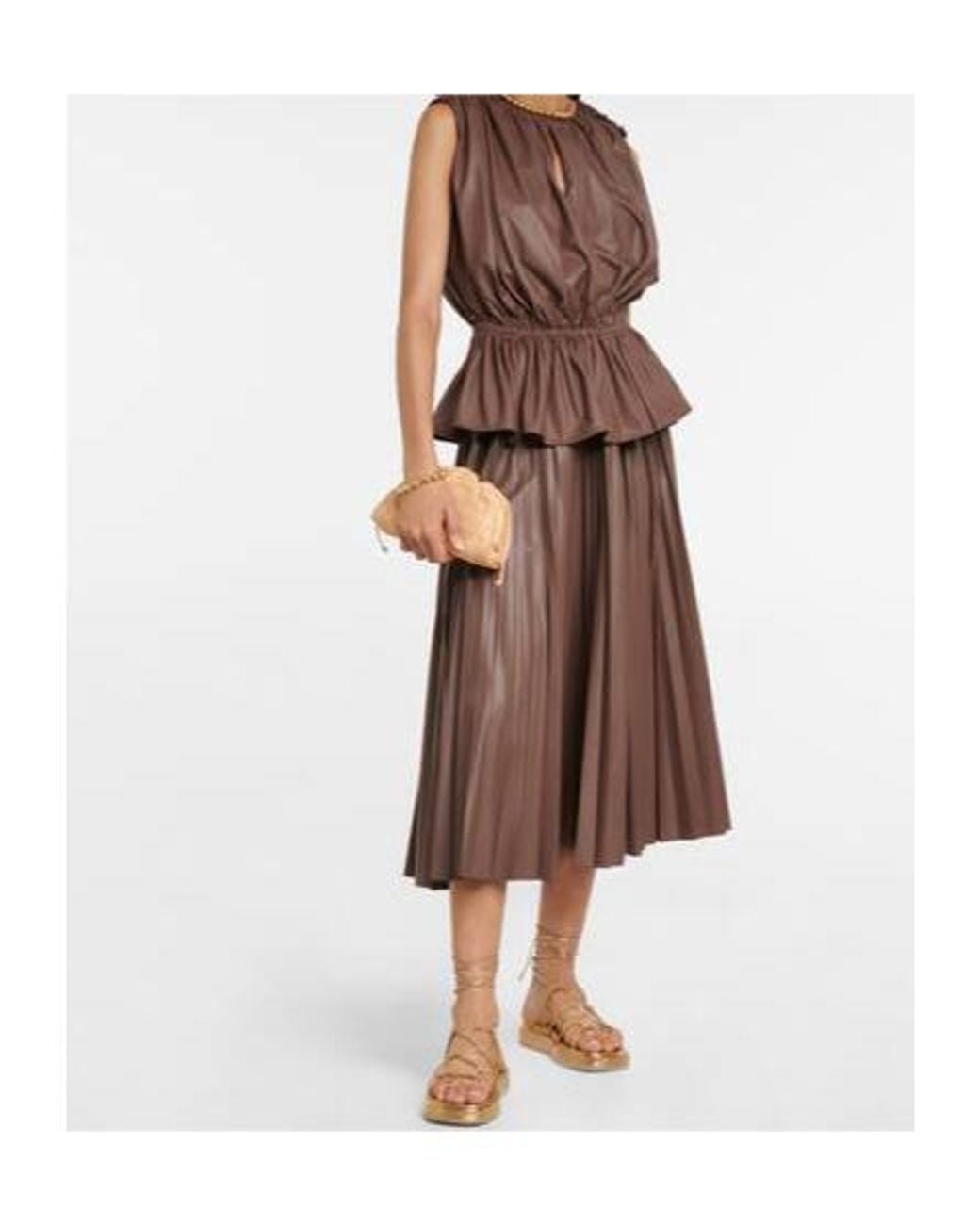 Altuzarra Brown Baldur Pleated Peplum Top