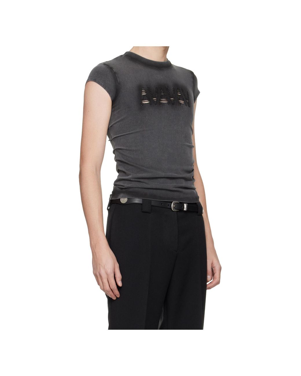 AVAVAV Black Cut-Out Logo Detailed T-Shirt for men