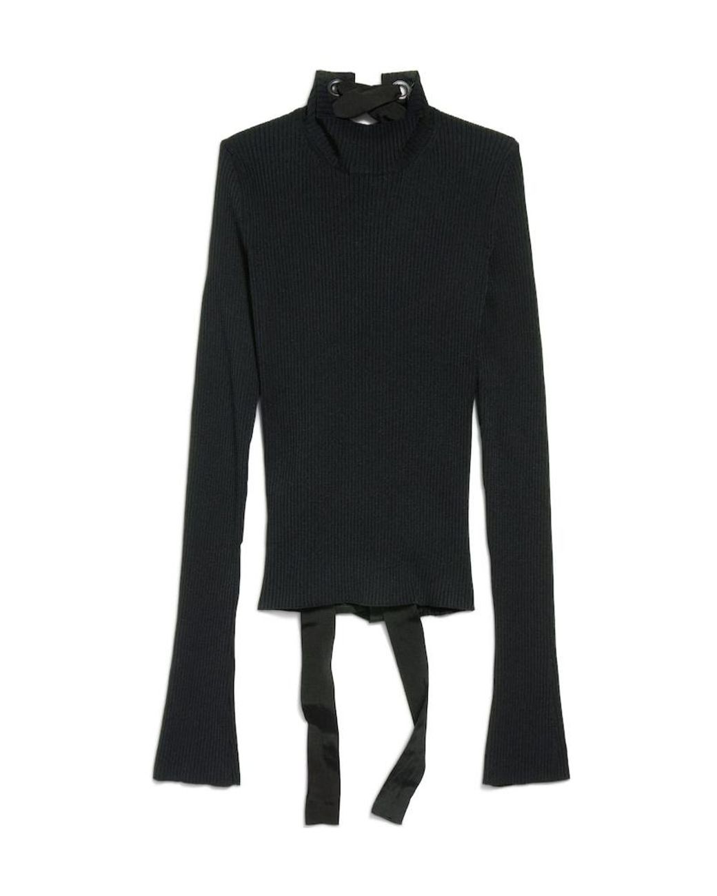 Balenciaga Black Lace-Up Fitted Turtleneck Jumper