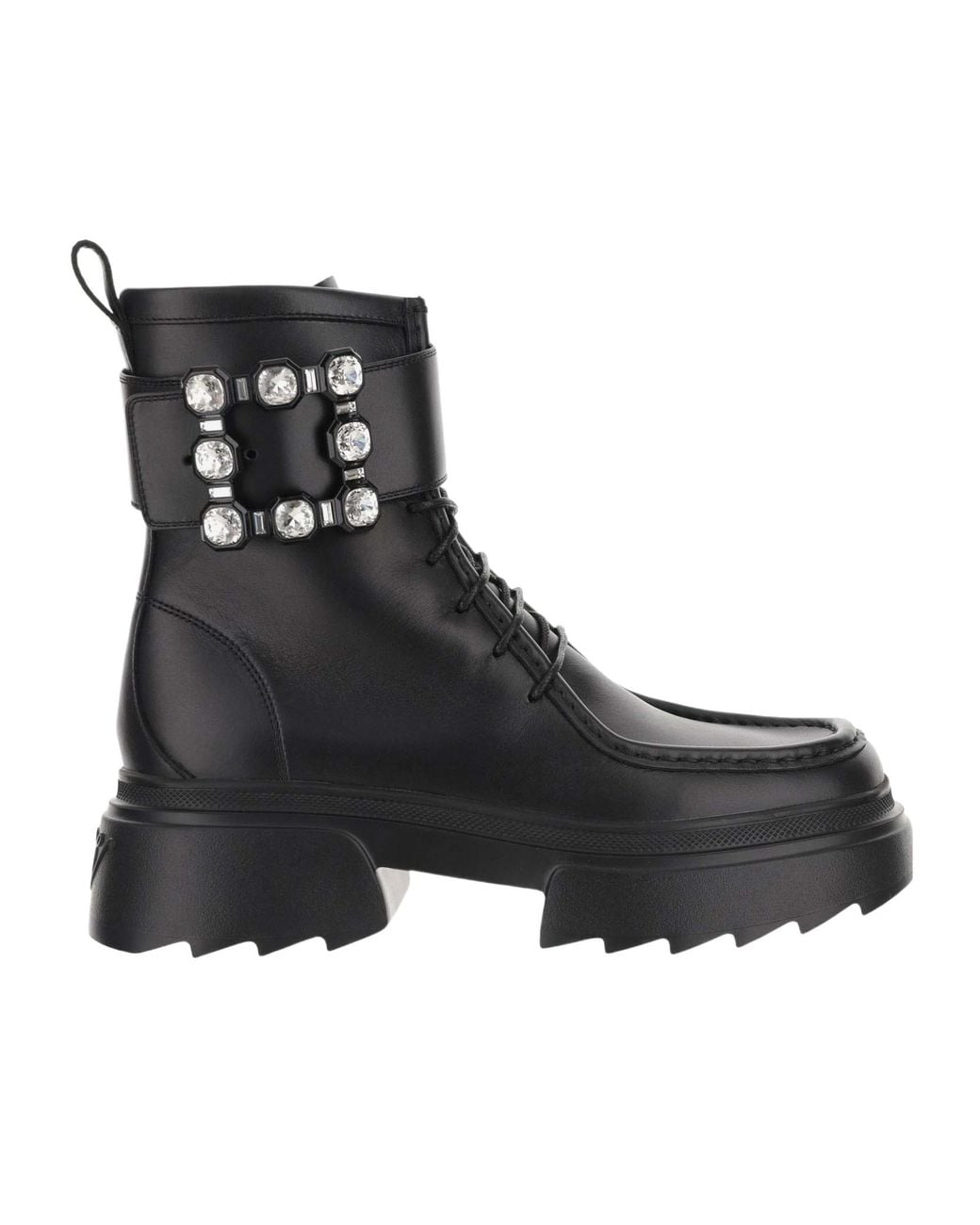 Roger Vivier Black Embellished Lace-Up Boots
