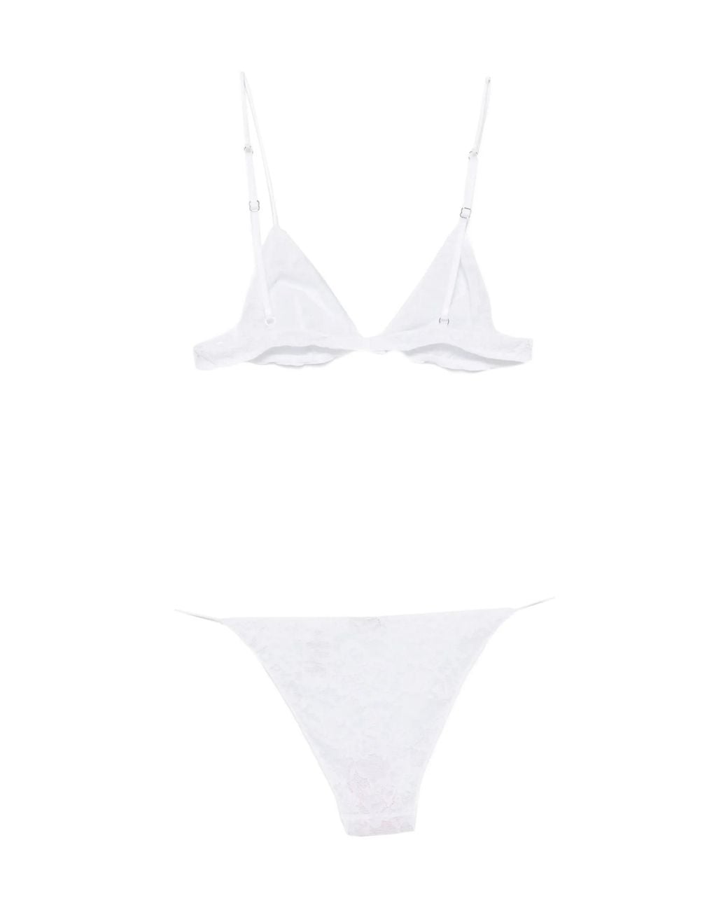 Oseree White Lace-Pattern Lingerie Set (Set Of Two)