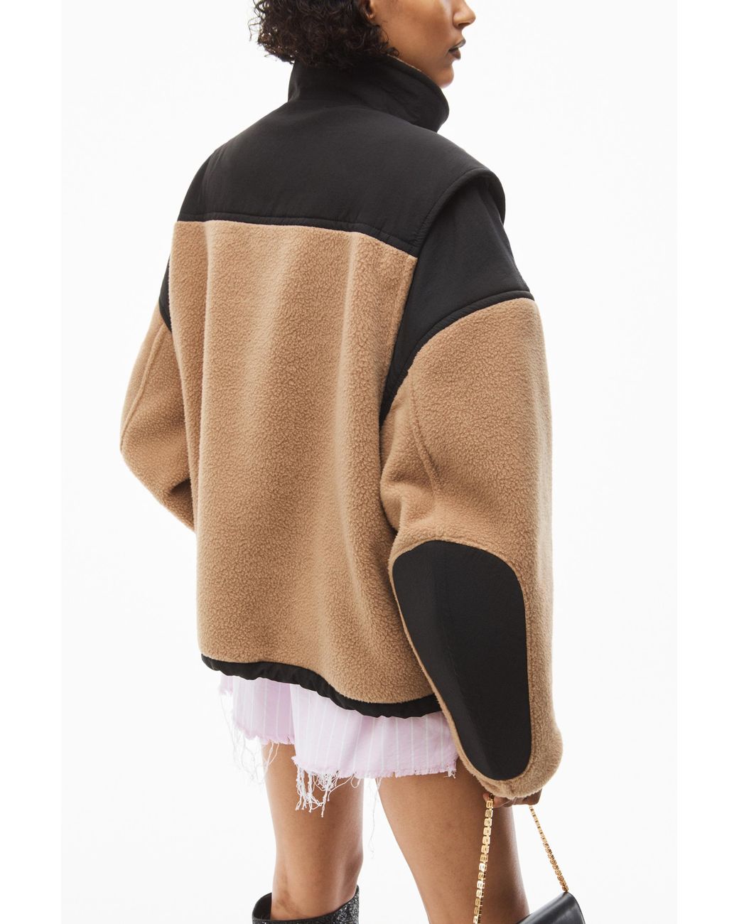 Alexander Wang Brown Panelled Zip Fleece Jacket