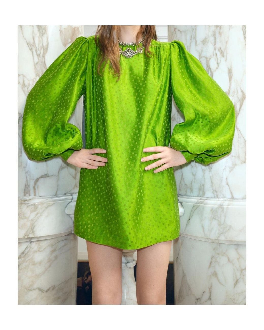 Valentino Green Embroidered Plus De Pois Jacquard Top