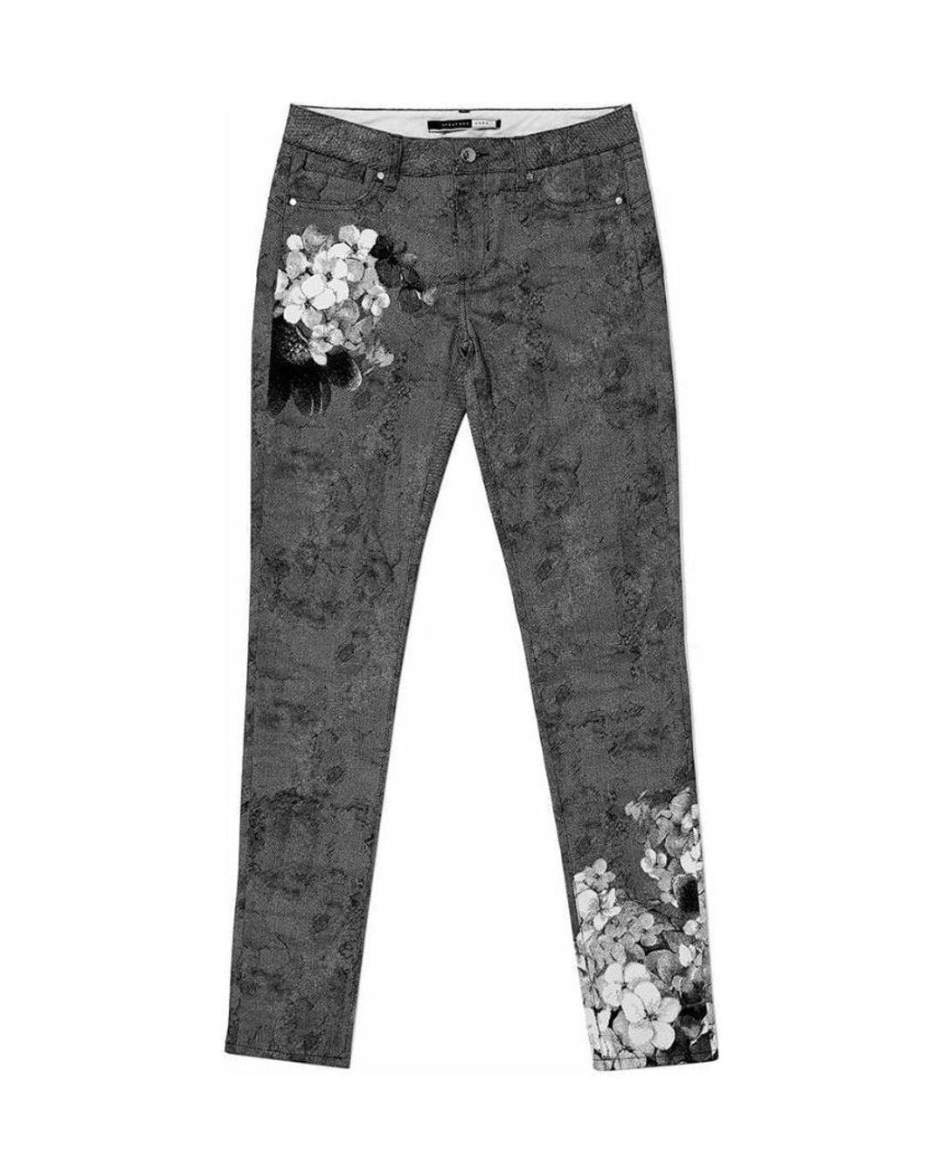 Sportmax Gray Flower Printed Jeans