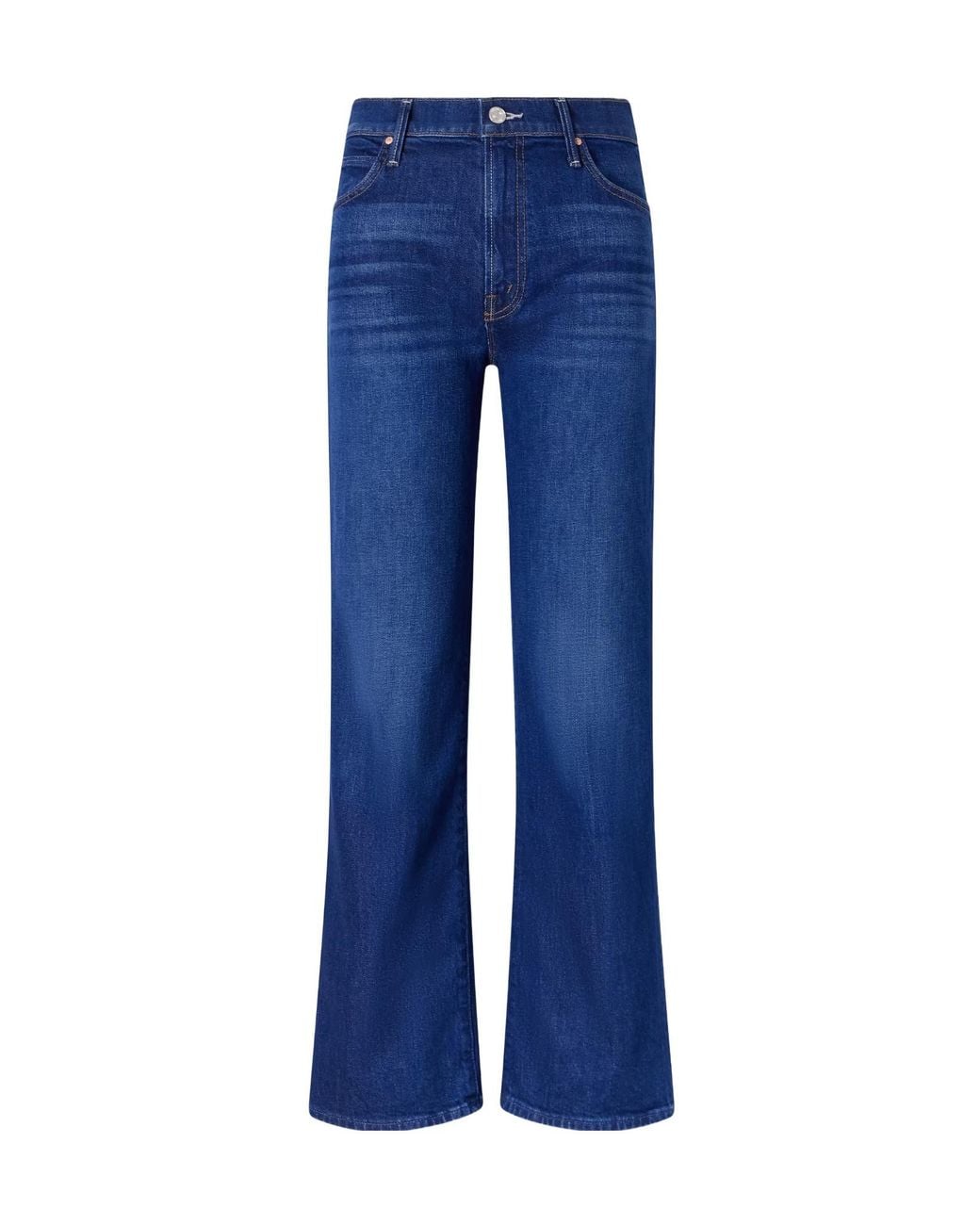 Mother Blue High-Rise Straight-Leg Jeans