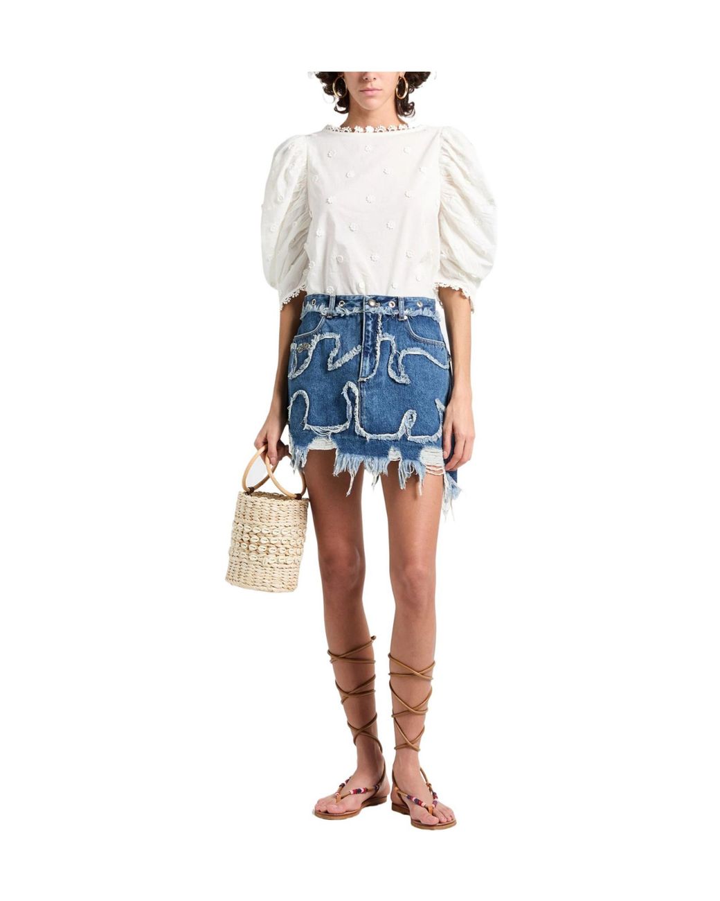 Farm Rio White Solid Color Tops