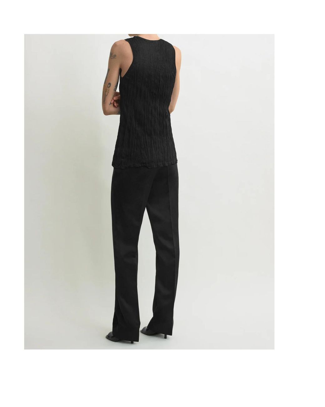 Totême  Black Totême Crinkled Knitted Tank Top