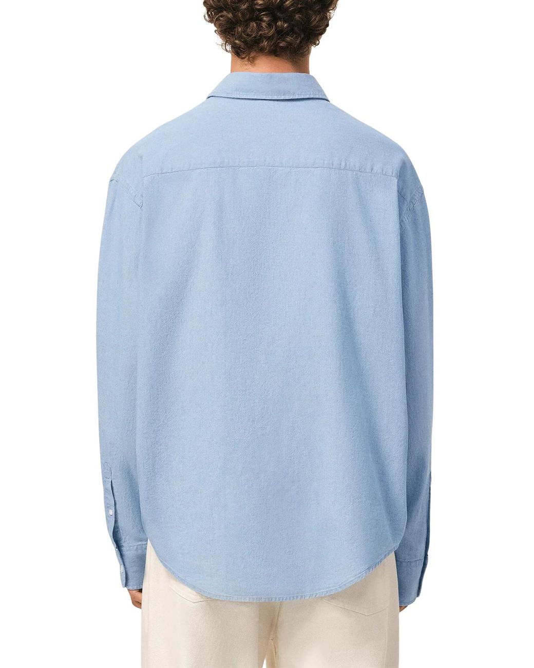 AMI Blue Ami Logo Embroidered Long-Sleeve Shirt for men