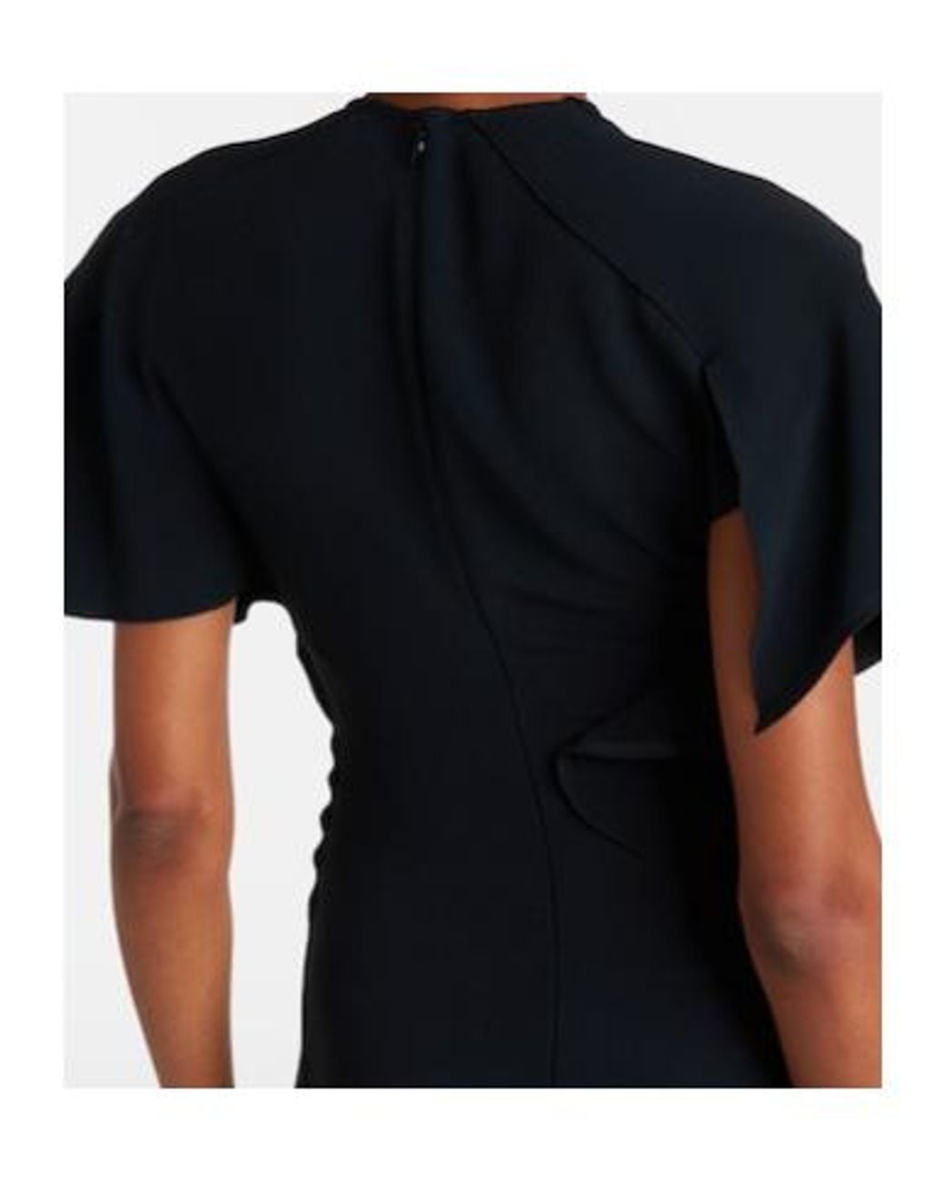 Victoria Beckham Black Asymmetric Draped Cady Midi Dress