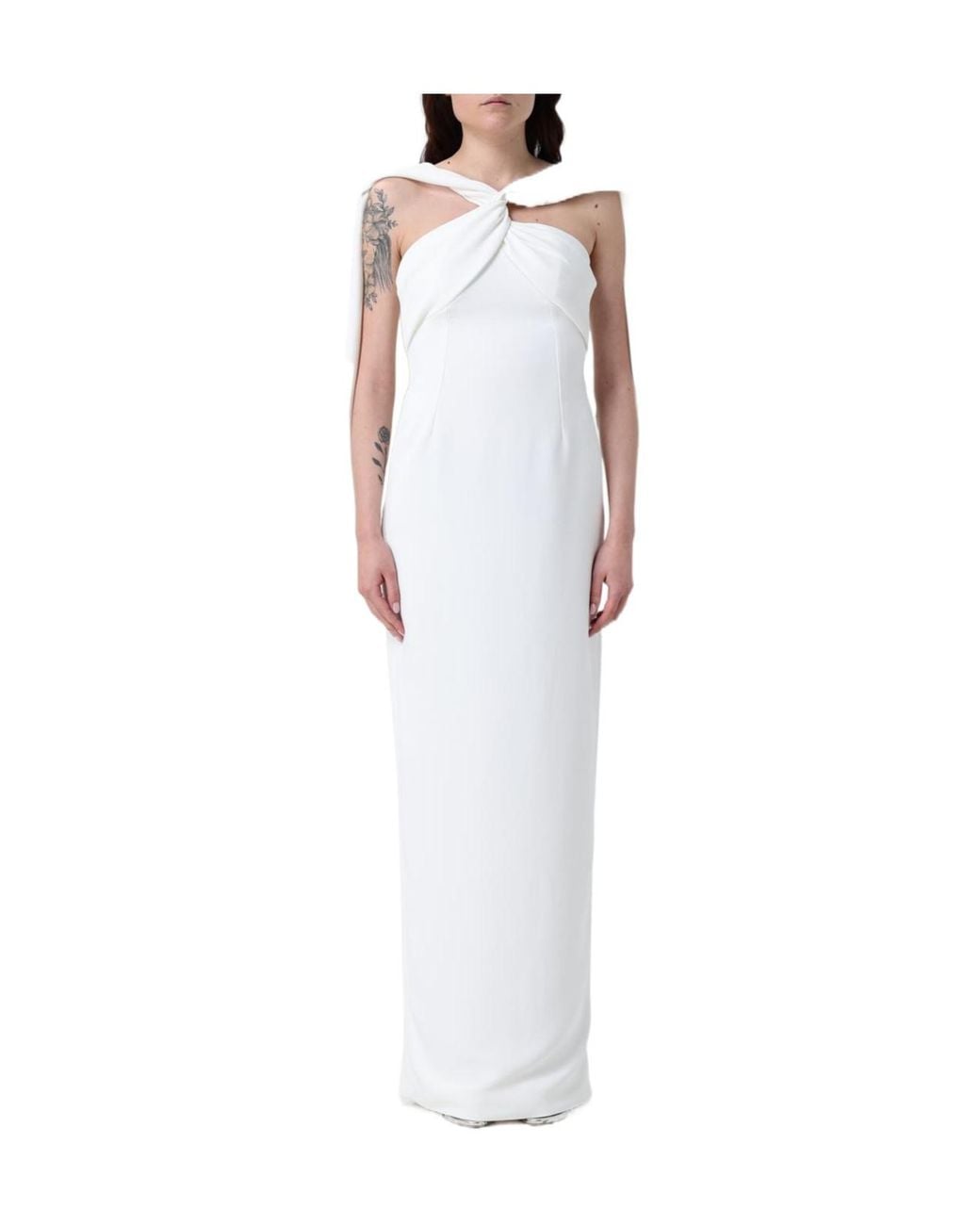 Solace London White London Rona Maxi Draped Bow Dress