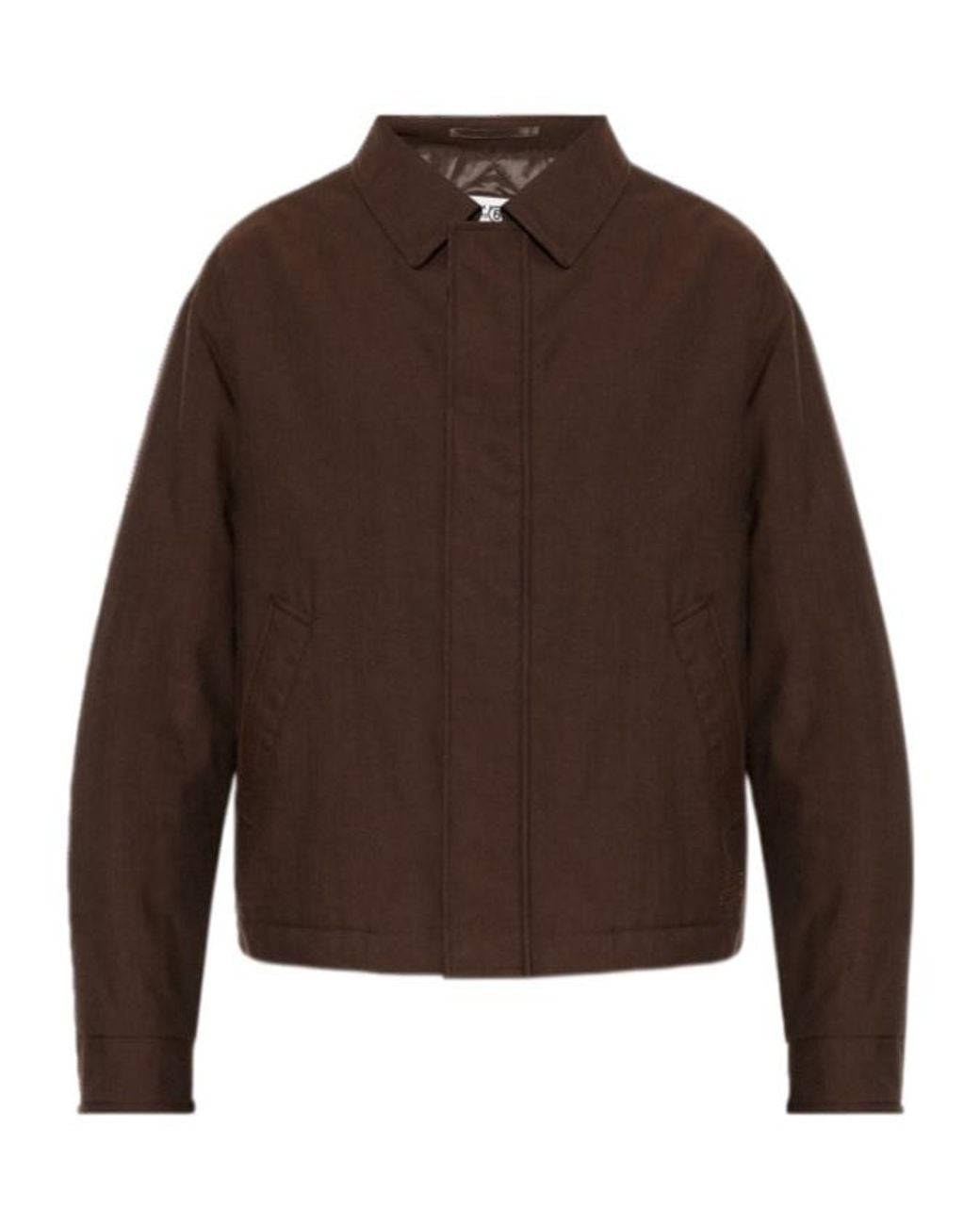 MM6 by Maison Margiela Brown Logo-Embroidered Buttoned Jacket for men