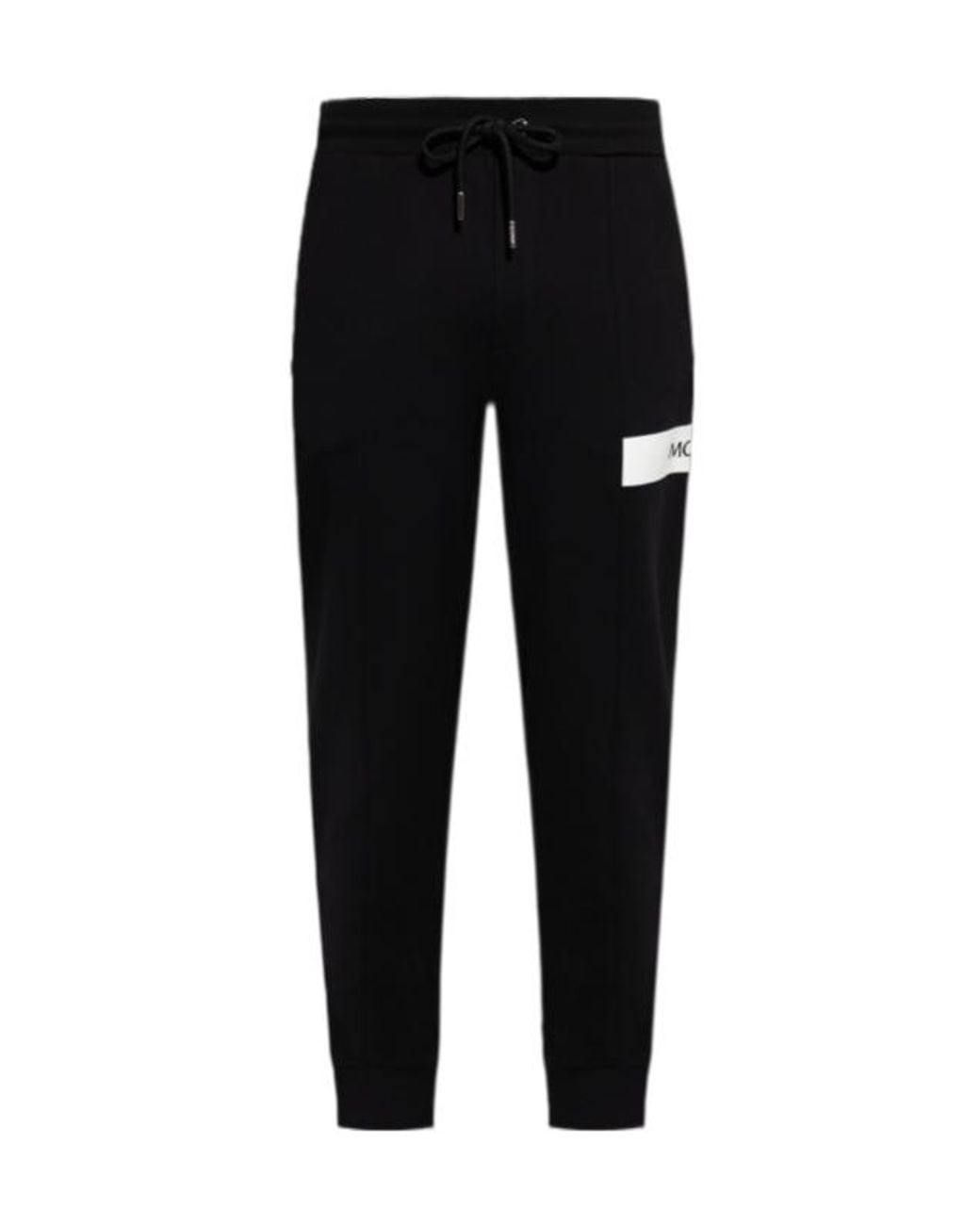 Moncler Black Logo Printed Drawstring Trousers for men