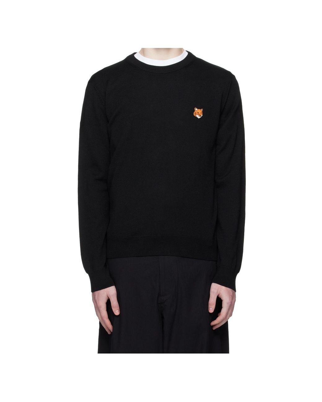 Maison Kitsuné Black Maison Kitsuné Fox Head Regular Jumper for men