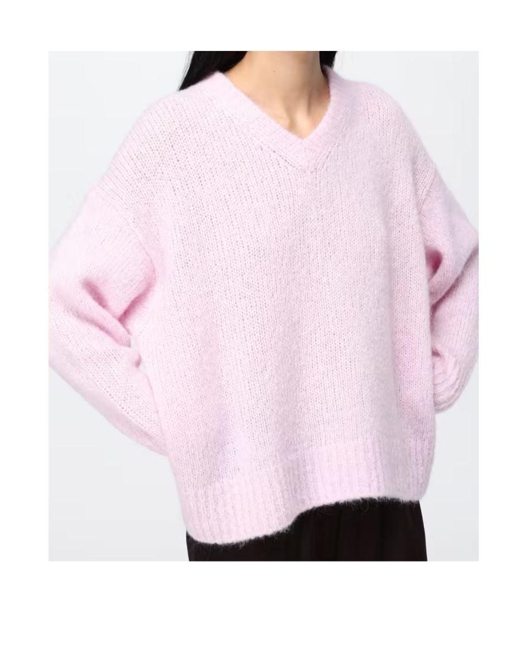 Filippa K Pink Hairy V-Neck Knitted Sweater