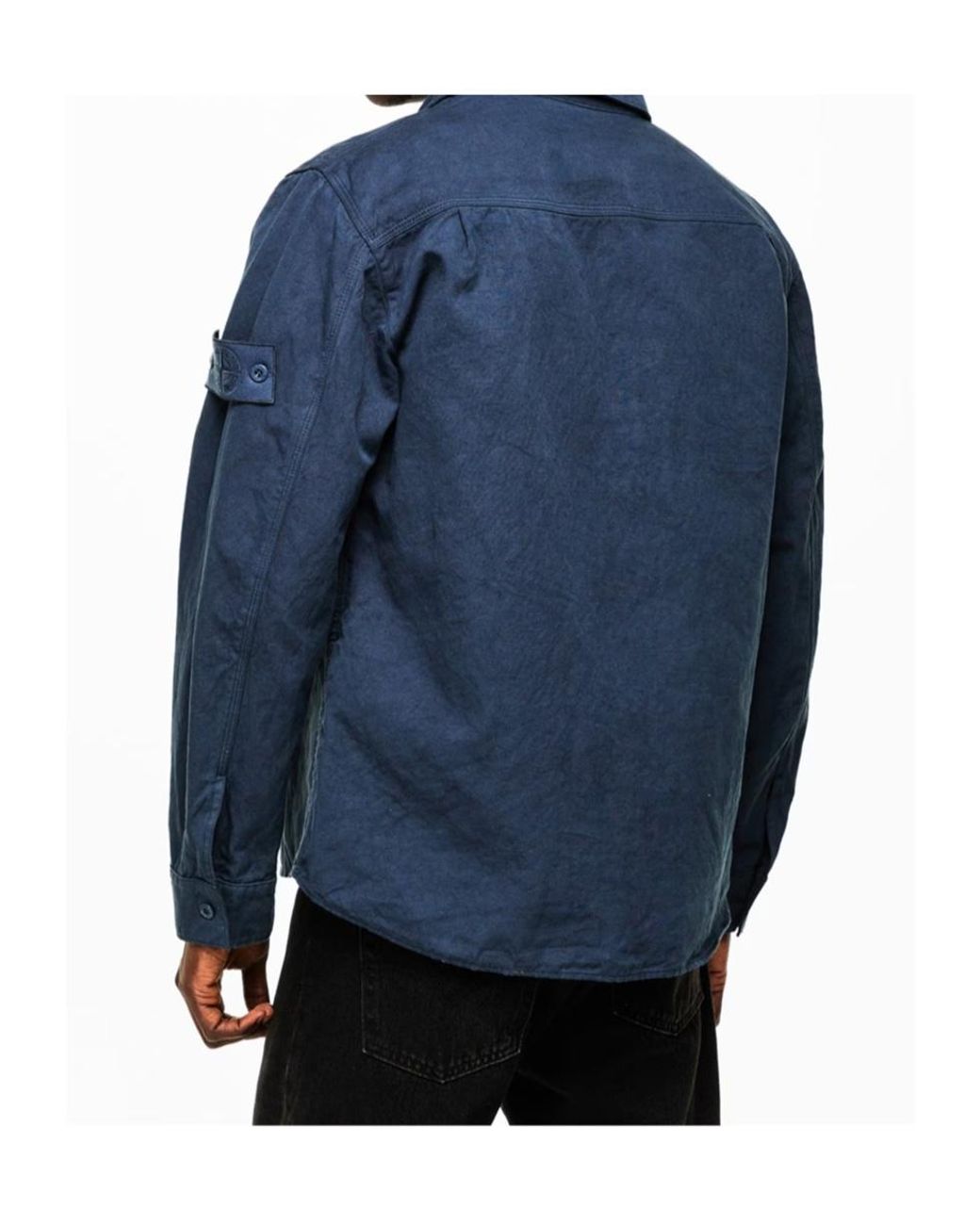 Stone Island Blue Logo-Stamped Casual Jacket for men
