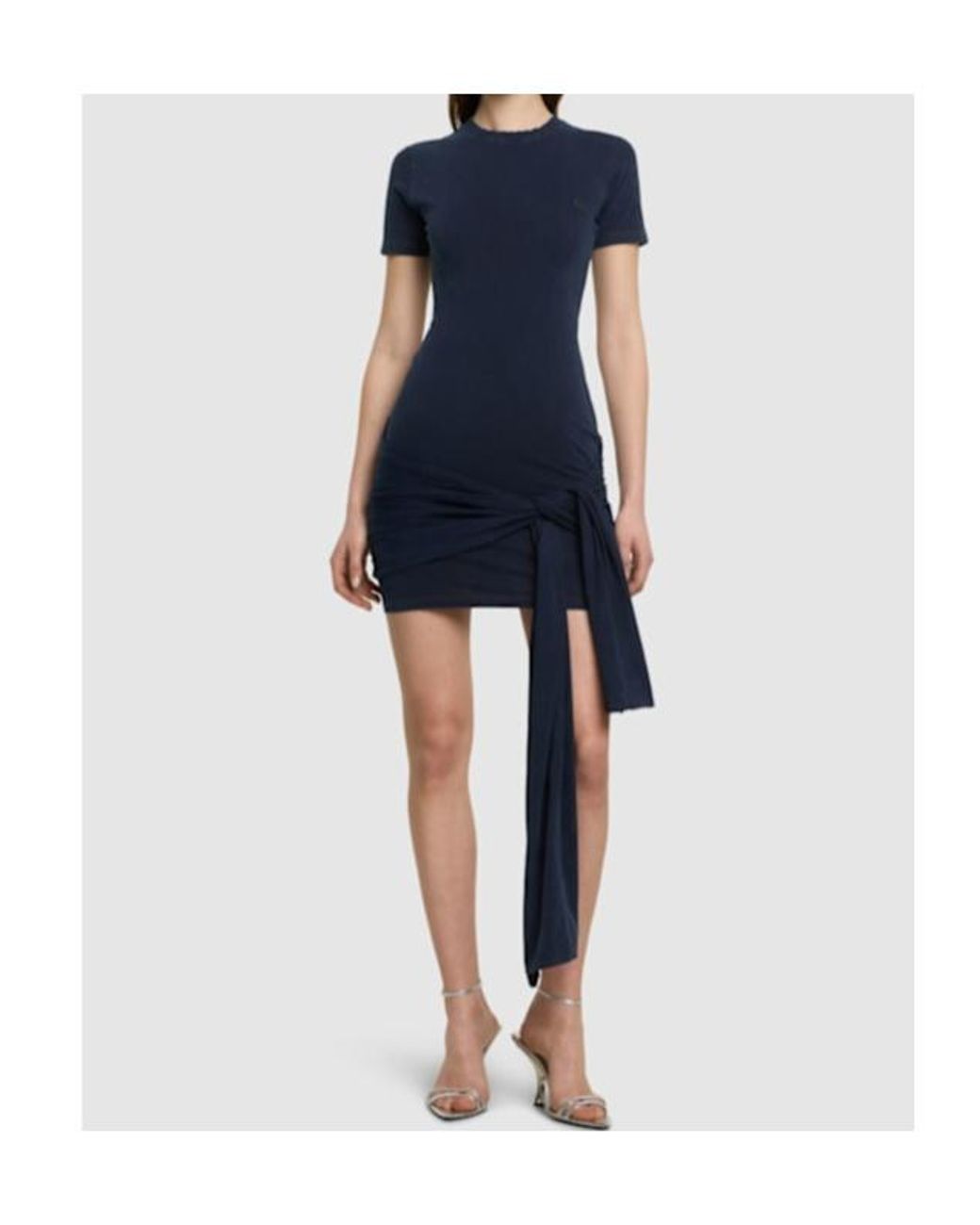 GIUSEPPE DI MORABITO Blue Knitted Ruffled Mini Dress