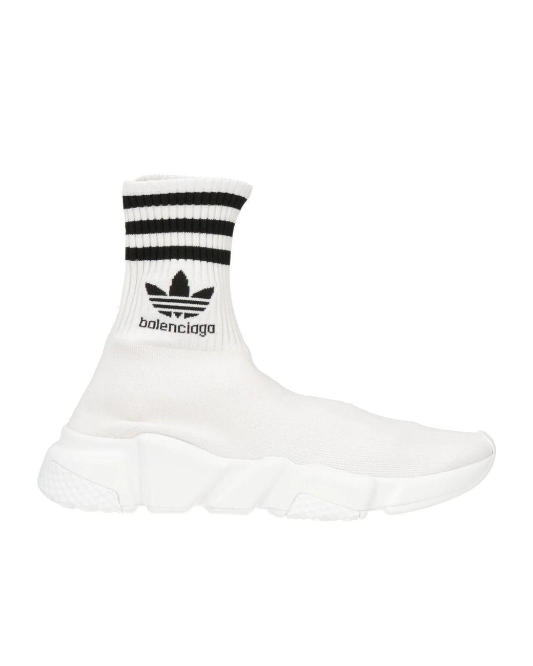 Balenciaga White Solid Color Sock Sneakers