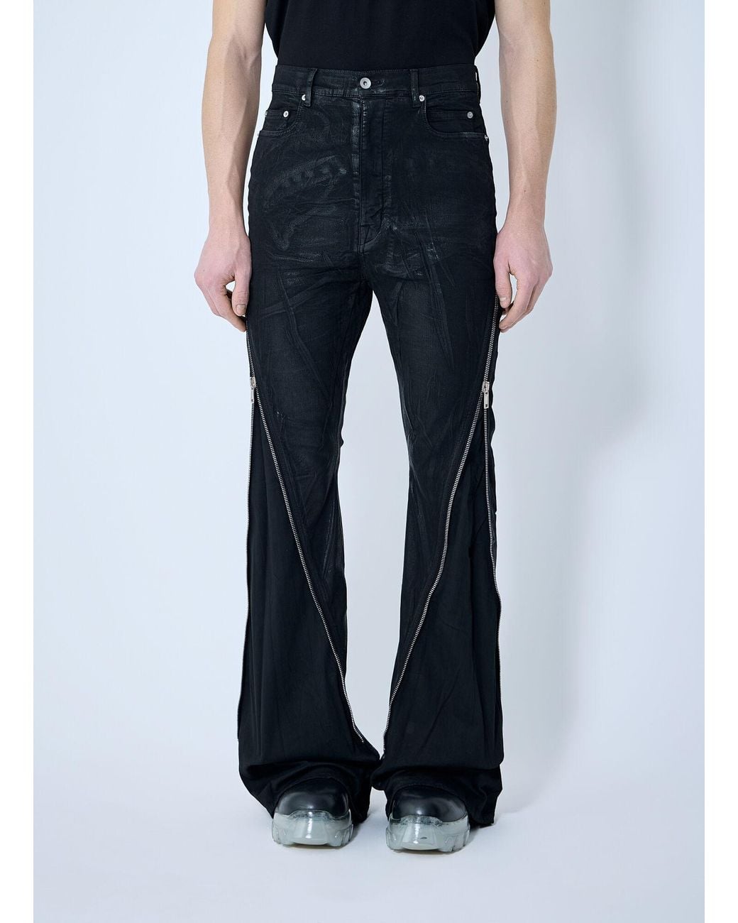 Rick Owens Black Bolan Banana Zipped Trousers for men