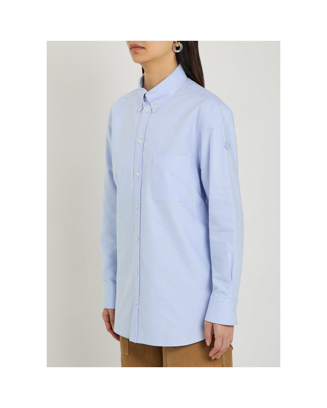 Moncler Blue Long-Sleeved Longline Shirt