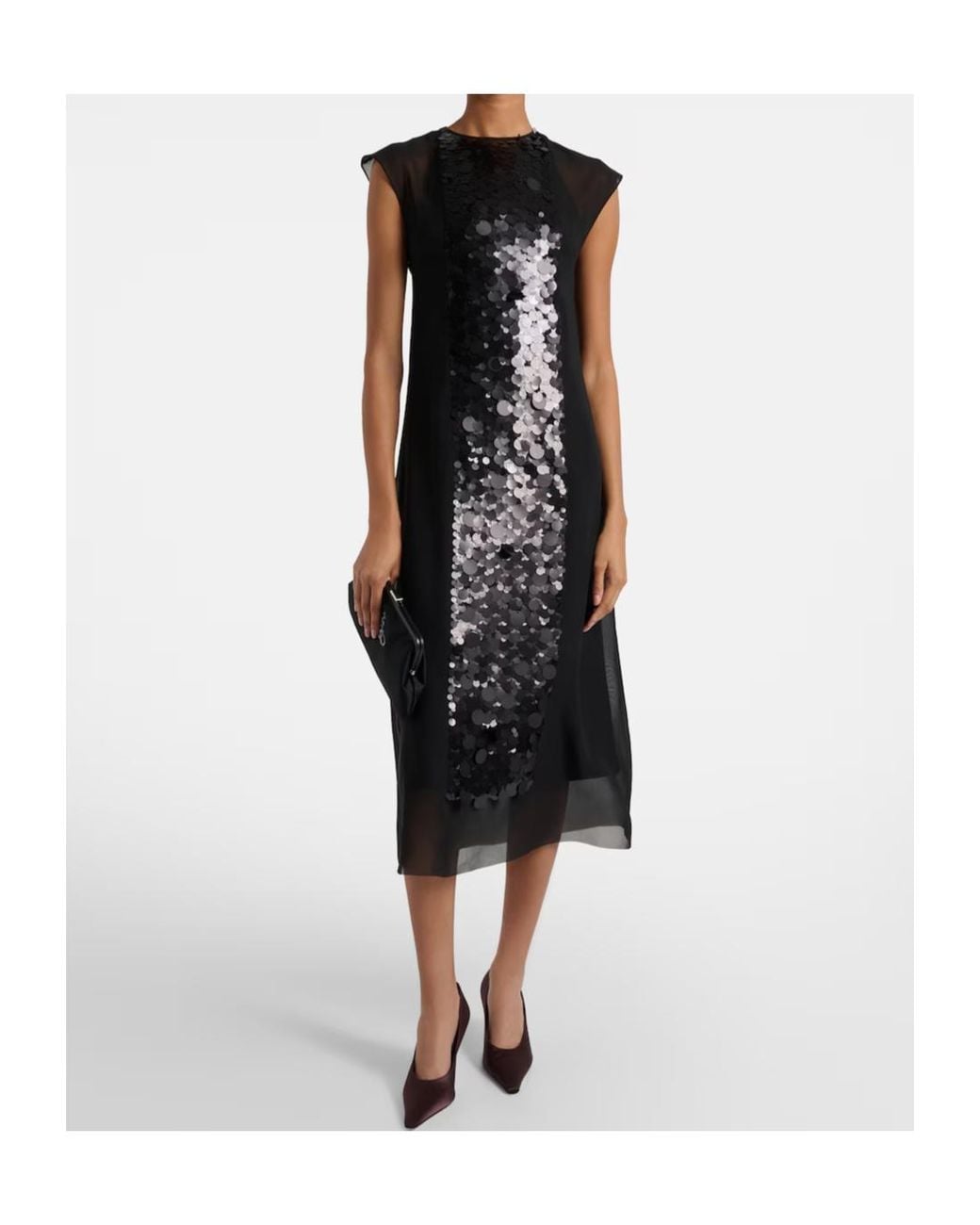 Joseph Black Shimmering Chiffon Midi Dress