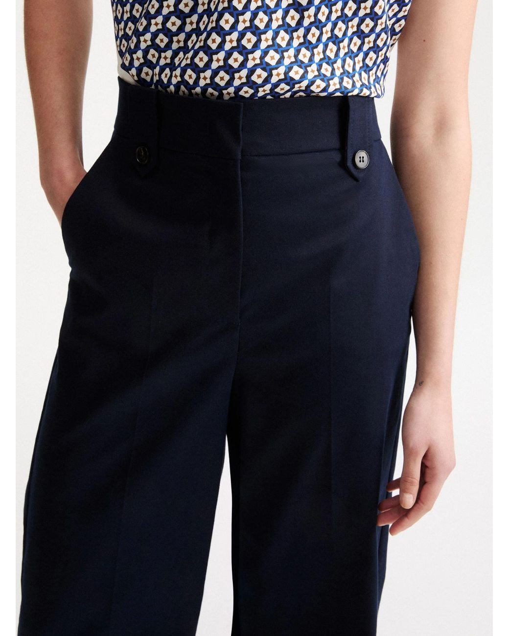 Marella Blue Casual Pants With Side Pockets