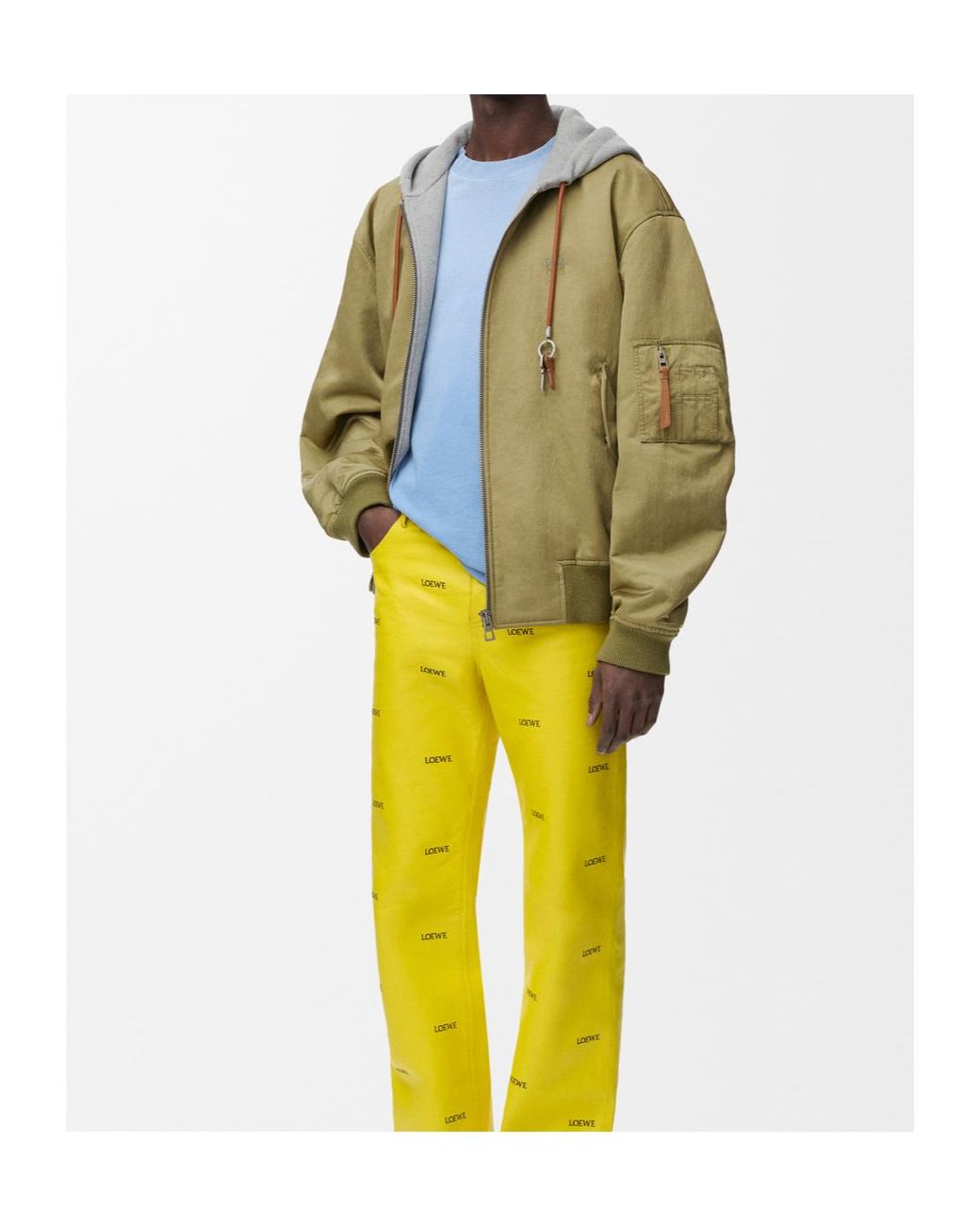 Loewe Green Hooded Bomber Jacket for men