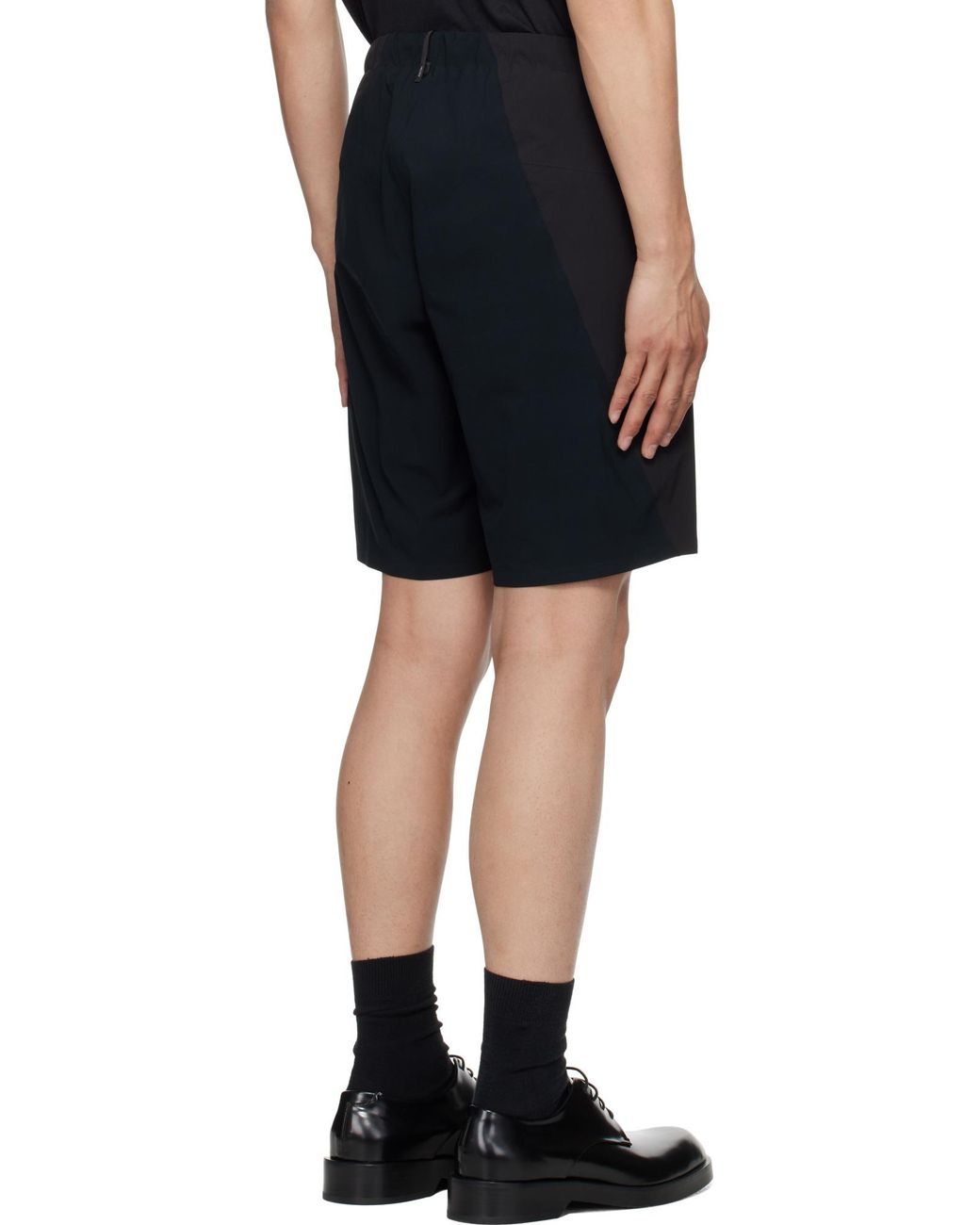 Veilance Black Elastic Waist Shorts for men