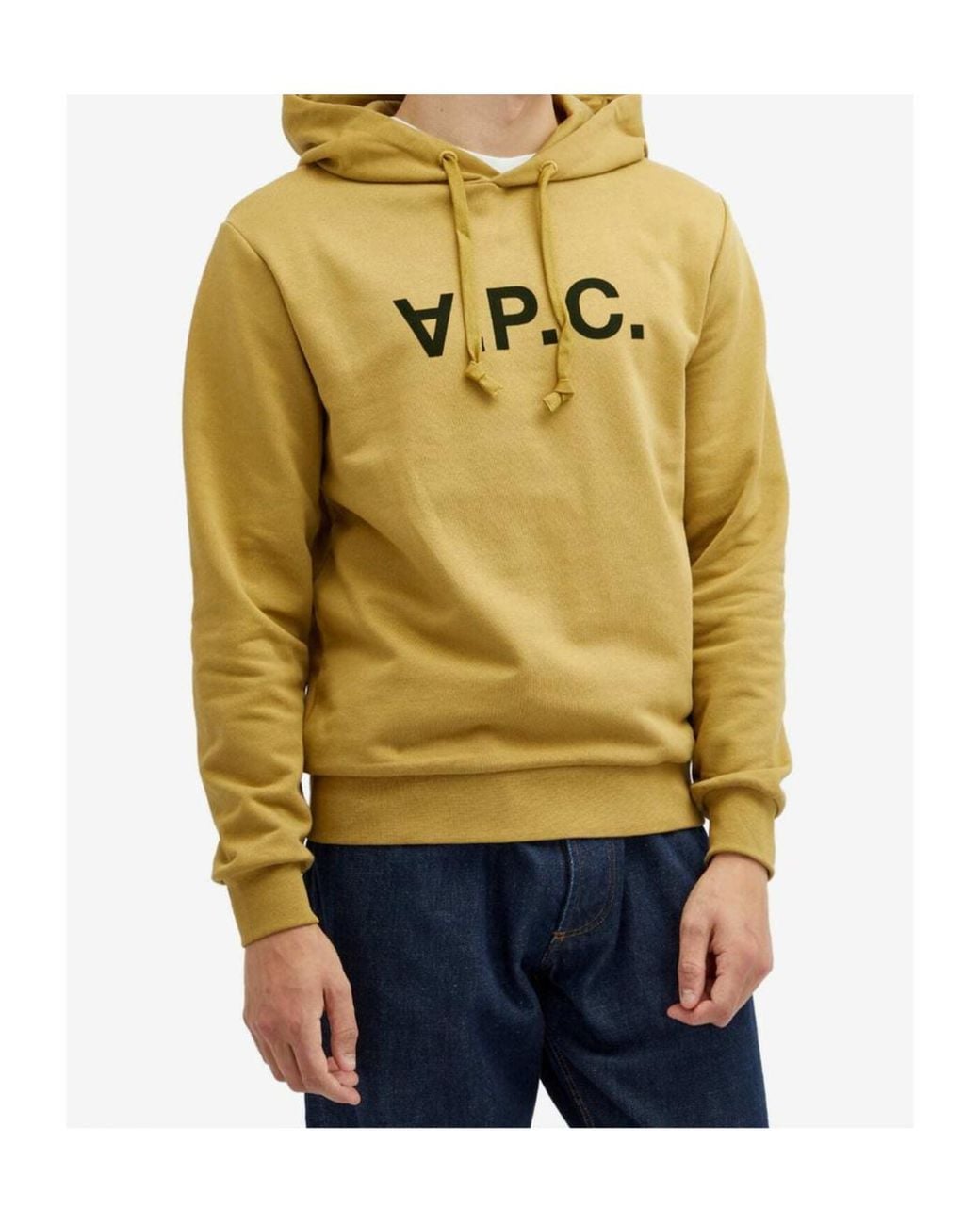 A.P.C. Yellow Logo-Flocked Cotton Hoodie for men