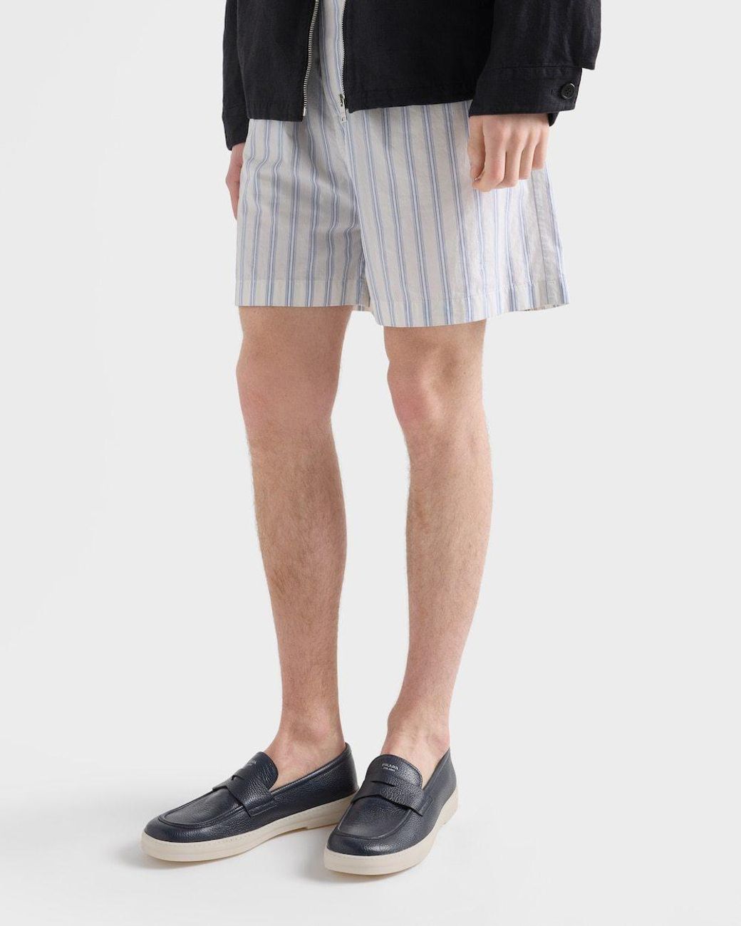 Prada Blue Logo-Detailed Loafers for men