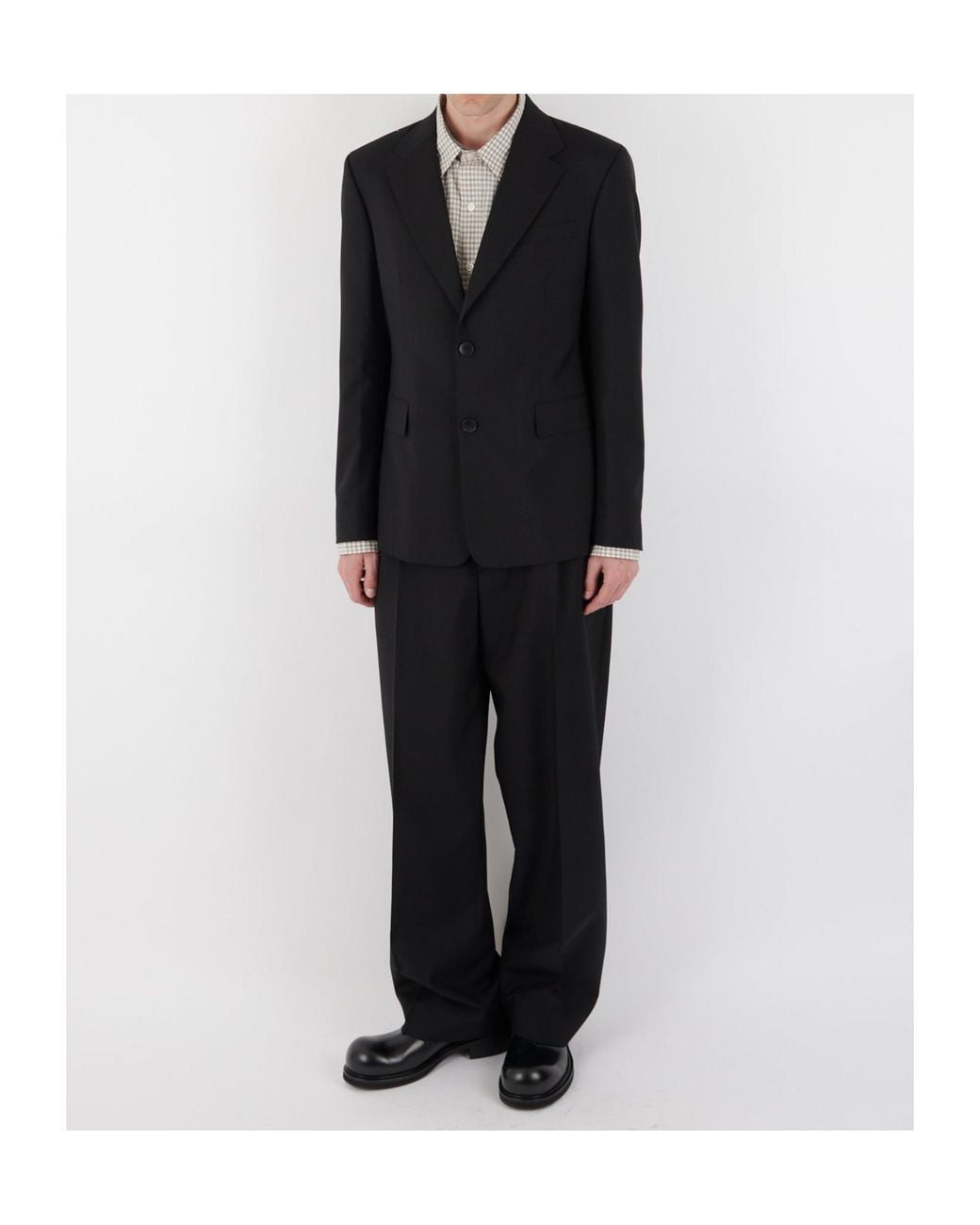 mfpen Black Single-Breasted Wool Blazer for men