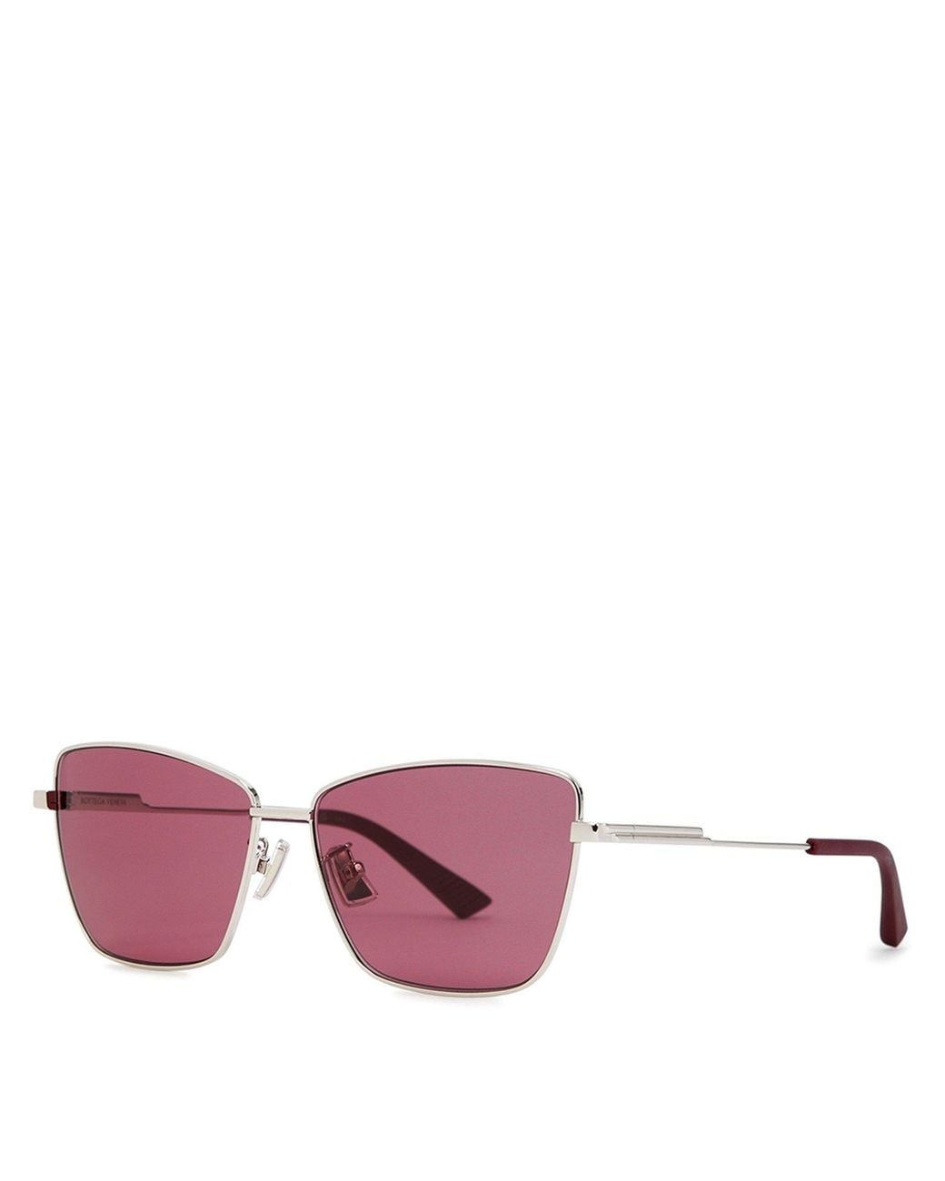 Bottega Veneta Pink Delicate Metal Cat's Eye Semi-Frame Sunglasses