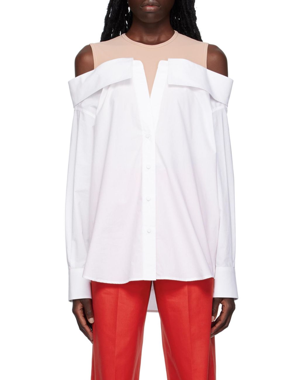 Valentino White Layered Long-Sleeved Shirt