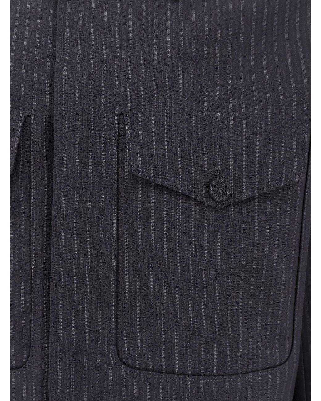 Dior Blue Homme Striped Button-Up Jacket for men