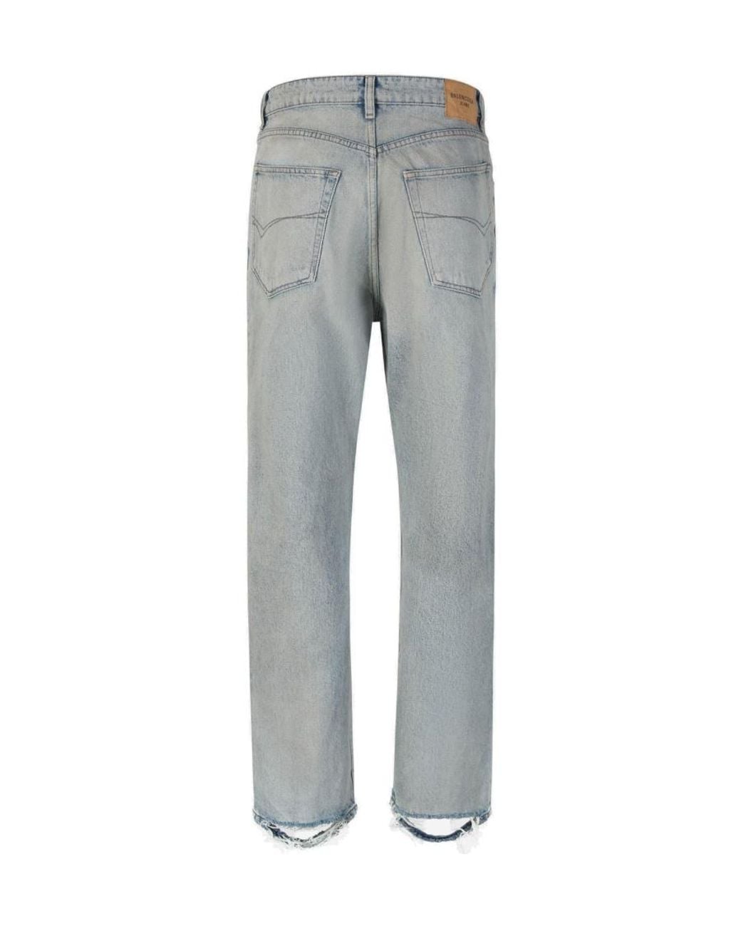 Balenciaga Gray Distressed Straight-Leg Jeans for men